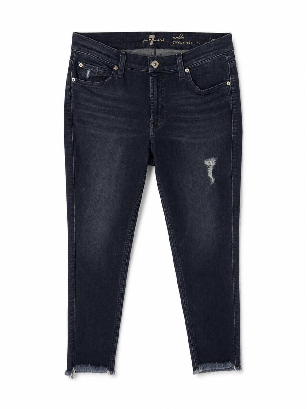 7 For All Mankind Guvenevere Jeans w/light distressing and rough hem. Size 31